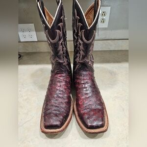 RARE COLOR Mens 9 D Tony Lama Oxblood FULL QUILL OSTRICH Square Cowboy Boots
